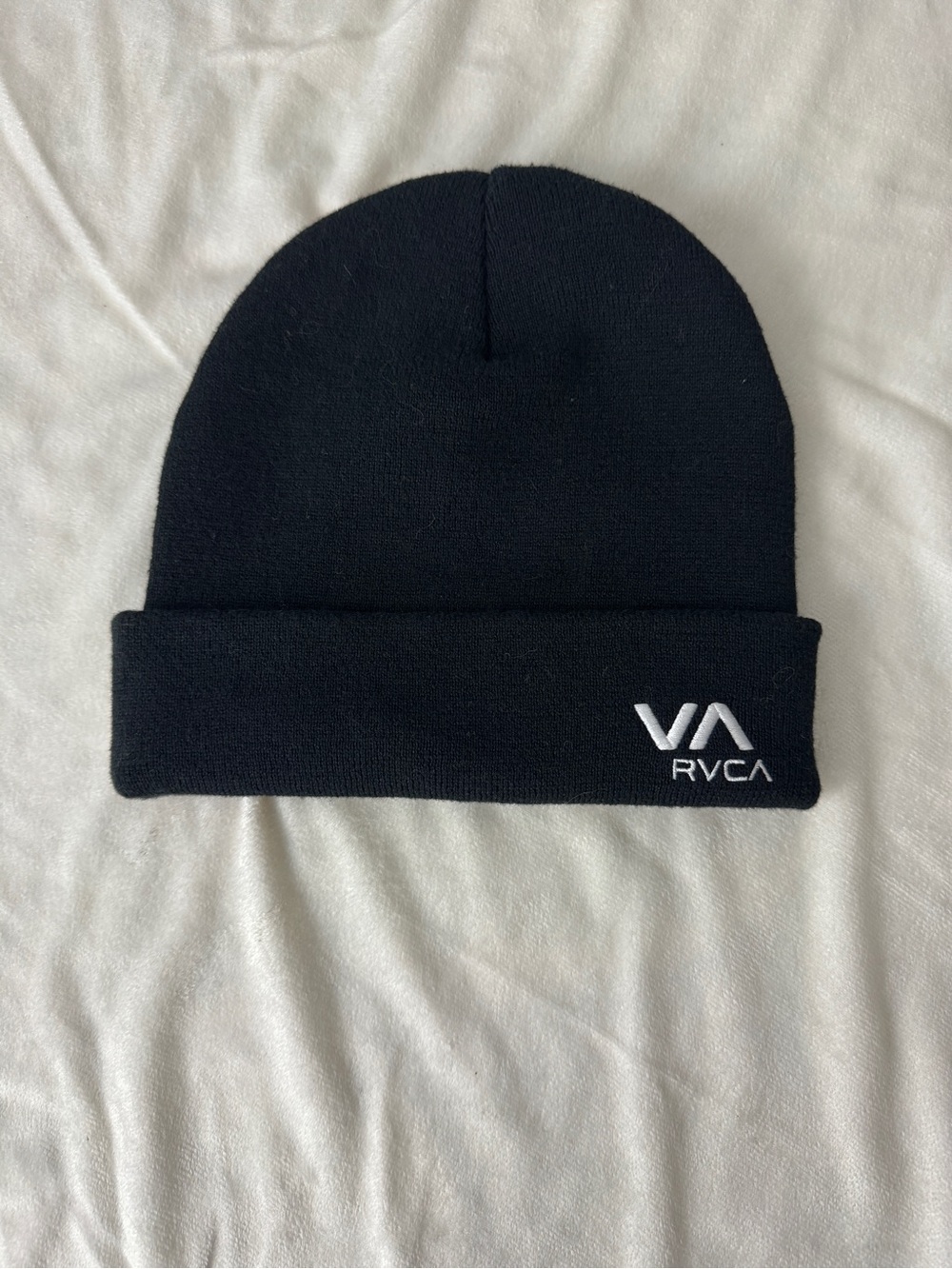 RVCA Black Beanie with White VA Logo